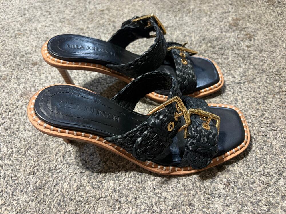 NWOB Ulla Johnson Ellery Raffia woven double strap sandals womens 36